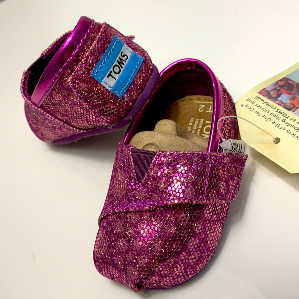 TOMS pink sparkle shoes